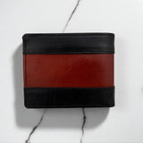 Men's Genuine Leather Two Tone Wallet with 2 ID Windows - Black