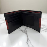 Men's Genuine Leather Two Tone Wallet with 2 ID Windows - Black