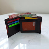 Men's Genuine Leather Two Tone Wallet with 2 ID Windows - Black