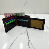 Men's Genuine Leather Two Tone Wallet with 2 ID Windows - Black