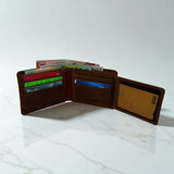 Men's Genuine Leather Two Tone Wallet with 2 ID Windows - Crazy