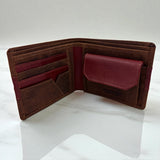 Men's Genuine Leather Two Tone Stripe Wallet - Crazy
