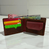Men's Genuine Leather Two Tone Stripe Wallet - Crazy