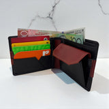 Men's Genuine Leather Two Tone Stripe Wallet - Black