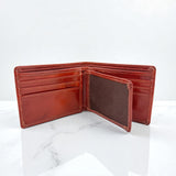 Men's Genuine Leather Bi Fold Wallet with ID Window - Tan