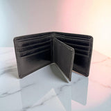 Men's Genuine Leather Bi Fold Wallet with ID Window - Black