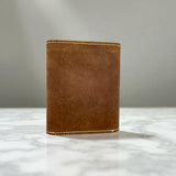 Men's Genuine Leather Tri Fold Wallet - Crazy Brown
