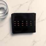 Men's Genuine Leather Wallet Two Tone Peep Hole - Black