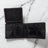 Men's Genuine Leather Wallet Two Tone Peep Hole - Black