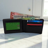 Men's Genuine Leather Wallet Two Tone Peep Hole - Black