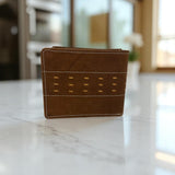 Men's Genuine Leather Wallet Two Tone Peep Hole - Crazy Brown