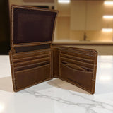 Men's Genuine Leather Wallet Two Tone Peep Hole - Crazy Brown