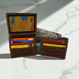 Men's Genuine Leather Wallet Two Tone Peep Hole - Crazy Brown