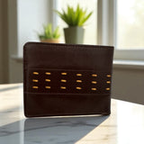 Men's Genuine Leather Wallet Two Tone Peep Hole - Brown