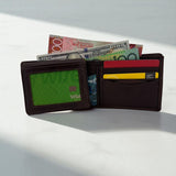 Men's Genuine Leather Wallet Two Tone Peep Hole - Brown