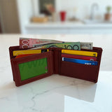 Men's Genuine Leather Bi fold Wallet with 2 ID Windows - Tan