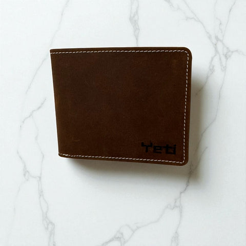 Men's Genuine Leather Bi fold Wallet with 2 ID Windows - Crazy Brown