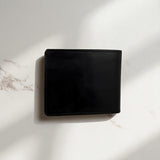 Men's Genuine Leather Bi fold Wallet with 2 ID Windows - Black