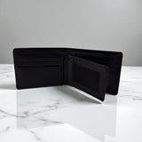 Men's Genuine Leather Bi fold Wallet with 2 ID Windows - Black