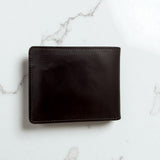 Men's Genuine Leather Bi fold Wallet with 2 ID Windows - Brown