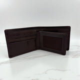 Men's Genuine Leather Bi fold Wallet with 2 ID Windows - Brown