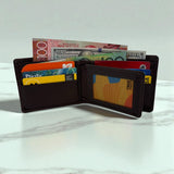 Men's Genuine Leather Bi fold Wallet with 2 ID Windows - Brown