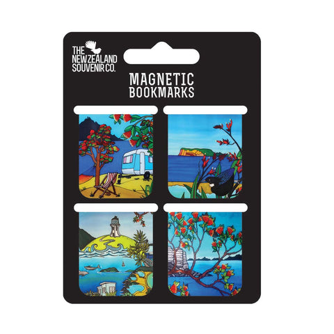 Jo May Colourful NZ Scenery Set of 4 Magnetic Bookmarks