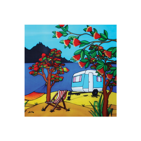 Jo May Textured Caravan - 3D Cork Backing Ceramic Tile - Wall Hanging