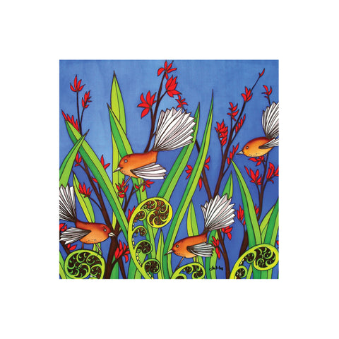 Jo May Textured Fantails - 3D Cork Backing Ceramic Tile - Wall Hanging