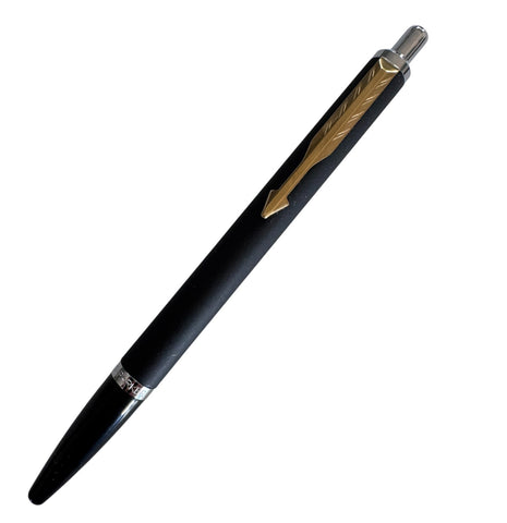 Personalised Parker Latitude Matte Black Ball Pen With Gold Trim