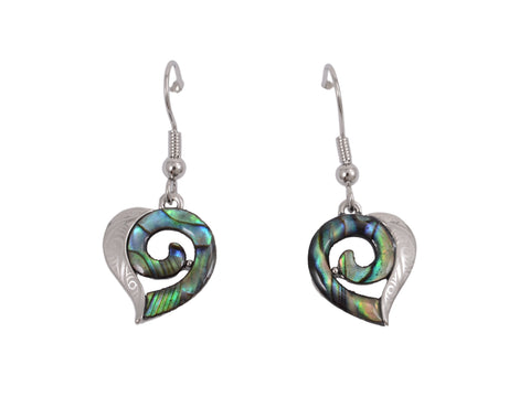 Kiwicraft Paua Shell Laser Heart Earrings with Box