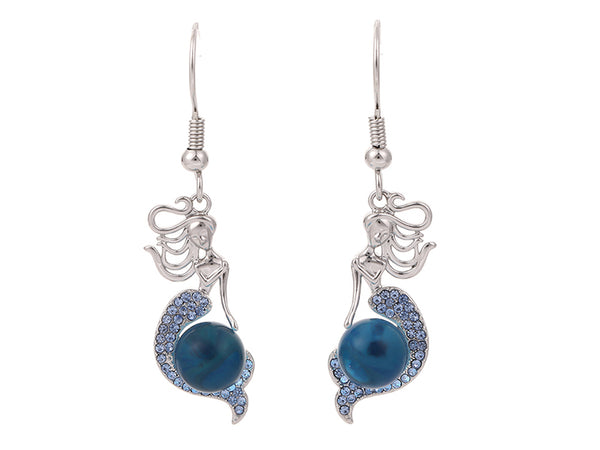 Kiwicraft Mermaid and Glass Ball Earrings with Box