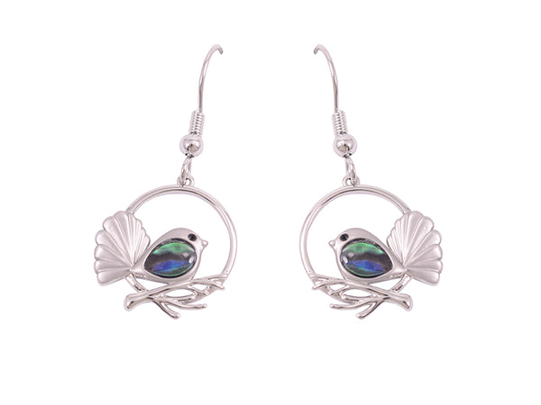 Kiwicraft Cute Paua Shell Fantail Earrings with Box