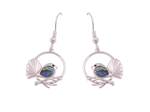 Kiwicraft Cute Paua Shell Fantail Earrings with Box