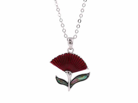 Kiwicraft Small Pohutukawa Paua Shell Pendant with Box