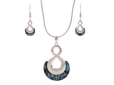 Kiwicraft Paua Pendant Set with Box - Pikorua Twist
