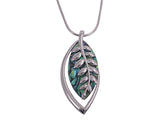 Kiwicraft Paua Shell Silver Fern Rhodium Pendant with Box