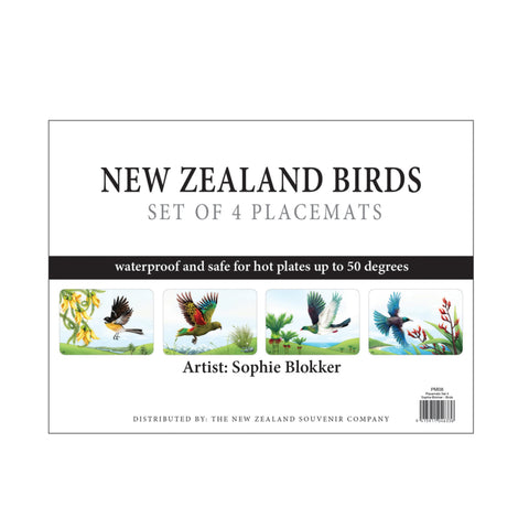 Sophie Blokker Flying NZ Birds Set of 4 Plastic Placemats (Heatproof and Waterproof)