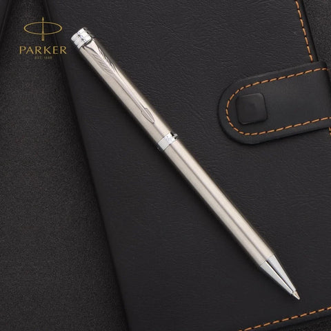 Personalised Parker Folio Stainless Steel Ball Pen With Chrome Trim
