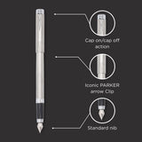 Parker Folio Stainless Steel Fountain Pen With Chrome Trim