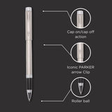 Parker Folio Stainless Steel Roller Ball Pen With Chrome Plated Trim