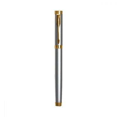 Personalised Parker Folio Stainless Steel Roller Ball Pen With Gold Plated Trim