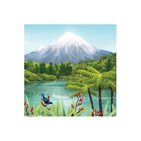 Sophie Blokker -Textured Mt.Taranaki - 3D Cork Backing Ceramic Tile - Wall Hanging