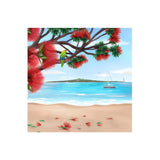 Sophie Blokker -Textured Parrot on Pohutukawa - 3D Cork Backing Ceramic Tile - Wall Hanging