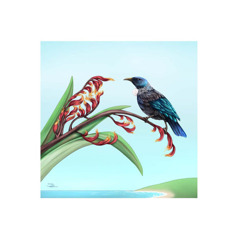 Sophie Blokker -Textured Mirror Tui - 3D Cork Backing Ceramic Tile - Wall Hanging