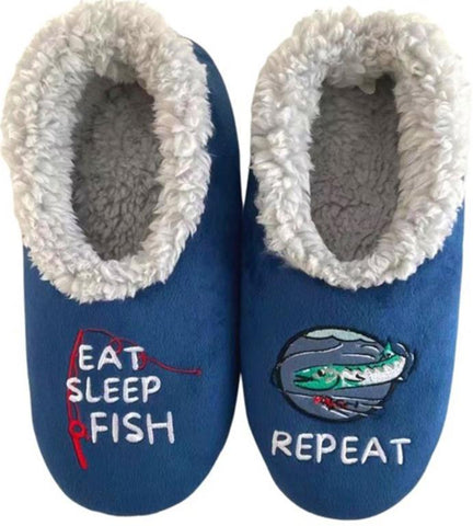 Slumbies - Men's Medium Simply Pairables Eat Sleep Fish Foot Covering