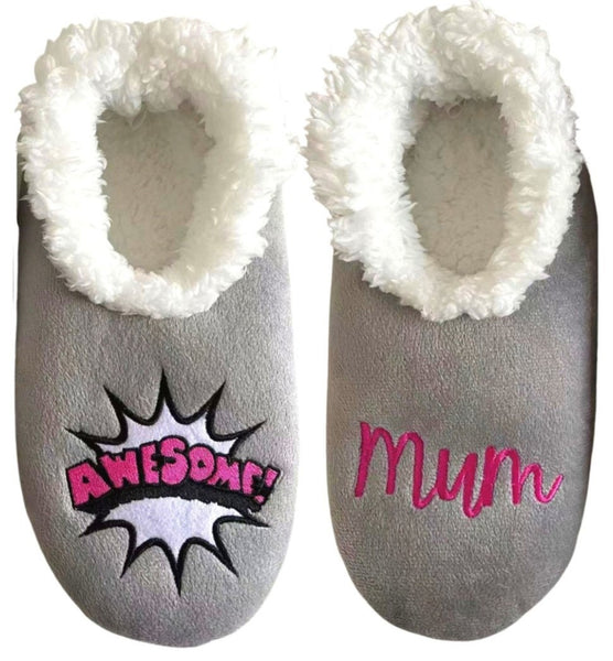 Slumbies - Women's Large Awesome Mum Grey Foot Covering