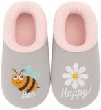 Slumbies - Women's Small Pairables Bee Happy Light Grey Foot Covering