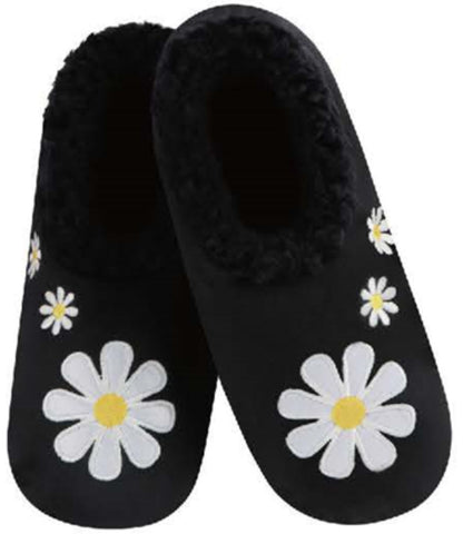 Slumbies - Women's Medium Simply Daisy All Day Black Foot Covering