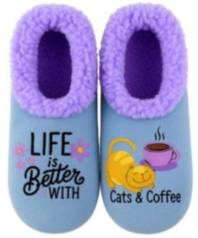Slumbies - Women's Medium Pairable Cat and Coffee Foot Covering